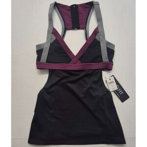 NWT B-Fit Beach Bunny Workout Tank Top Mesh Cutout Racerback sz 6 SPF 50 stretch